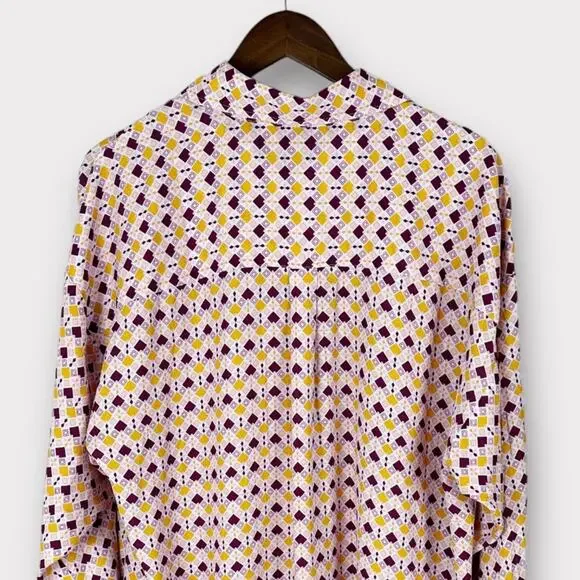 Charlie Holiday Maple Geometric Print Button Front Long Sleeve Oversized Shirt - Picture 10 of 15